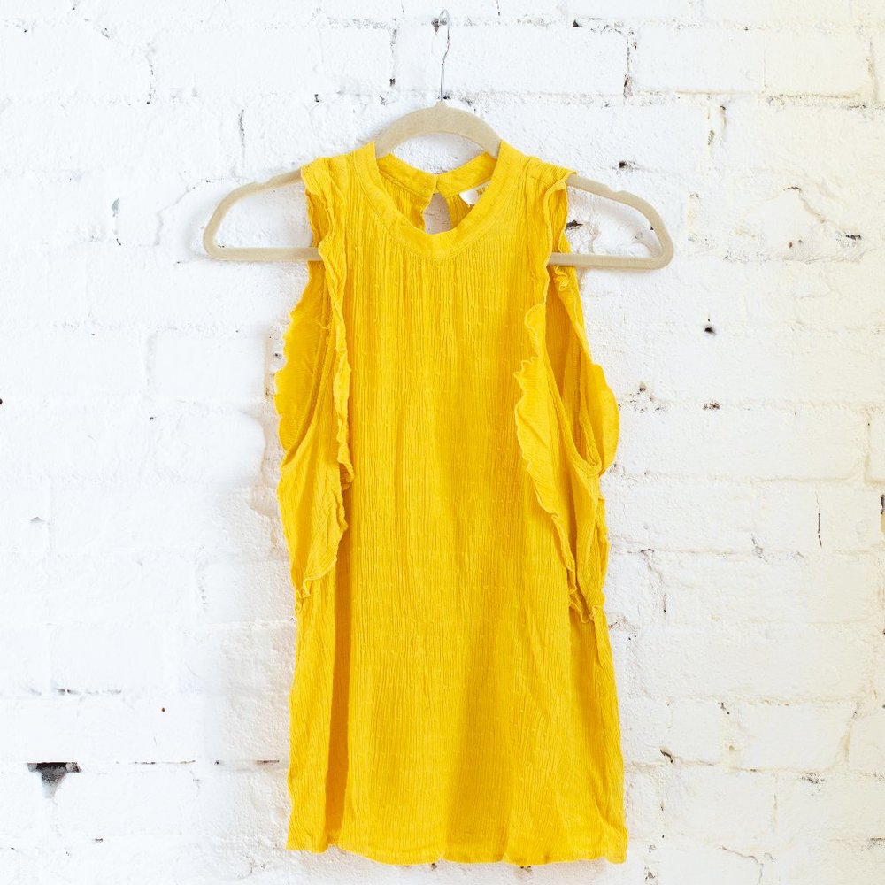 Bright yellow Maeve ruffled tank top sz M EUC